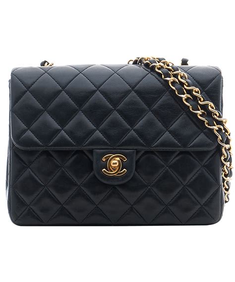 chanel 10 inch classic black quilted leather shoulder flap bag|chanel 2.55 bag.